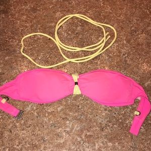 XS pink and yellow Hollister bikini top